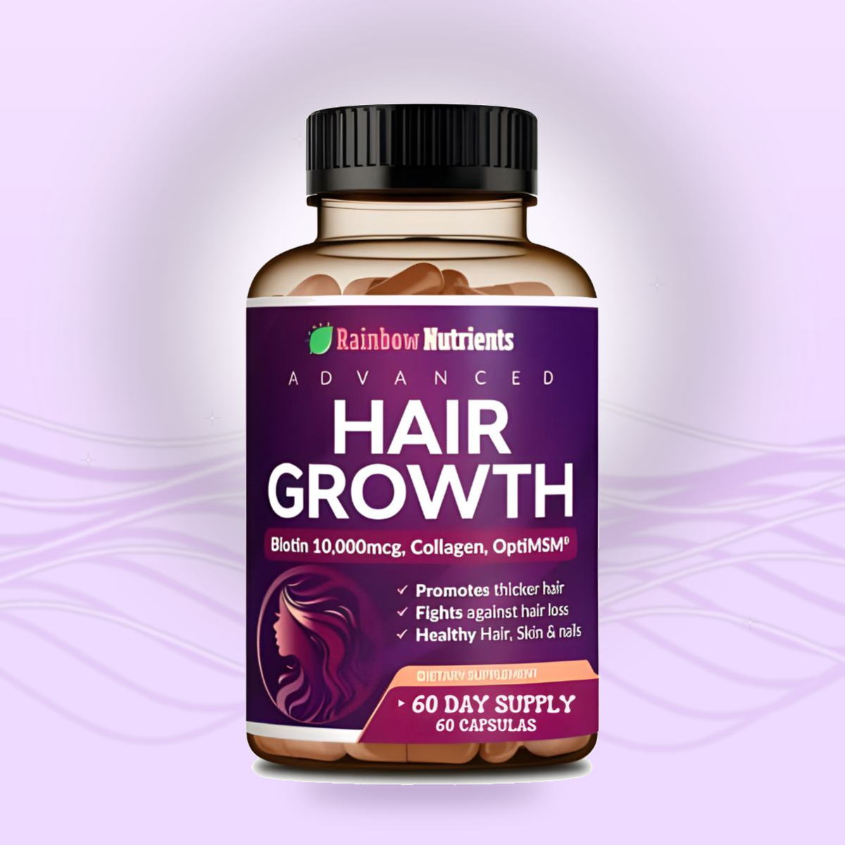 Hair Growth Advanced | Biotina 10,000 mcg + Colágeno + OptiMSM®